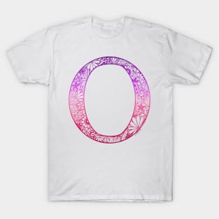 Floral Letter Capital O Pink T-Shirt